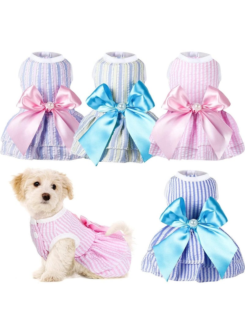 ChicAbode 4 Pieces Dog Dresses, for Small Medium Dogs Puppy Clothes, Summer Princess Pet Dresses, Girl Female Doggie Tutu Skirt Apparel, for Chihuahua Yorkies Pup Cat Outfit(X-Small) - Image 1